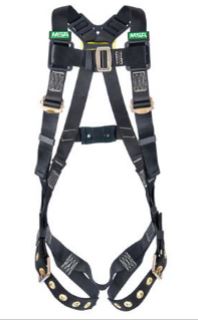 Workman Arc Flash Vest-Style Harness, BACK WEB Loop, Tongue Buckle leg straps, X-Small (XSM), Black