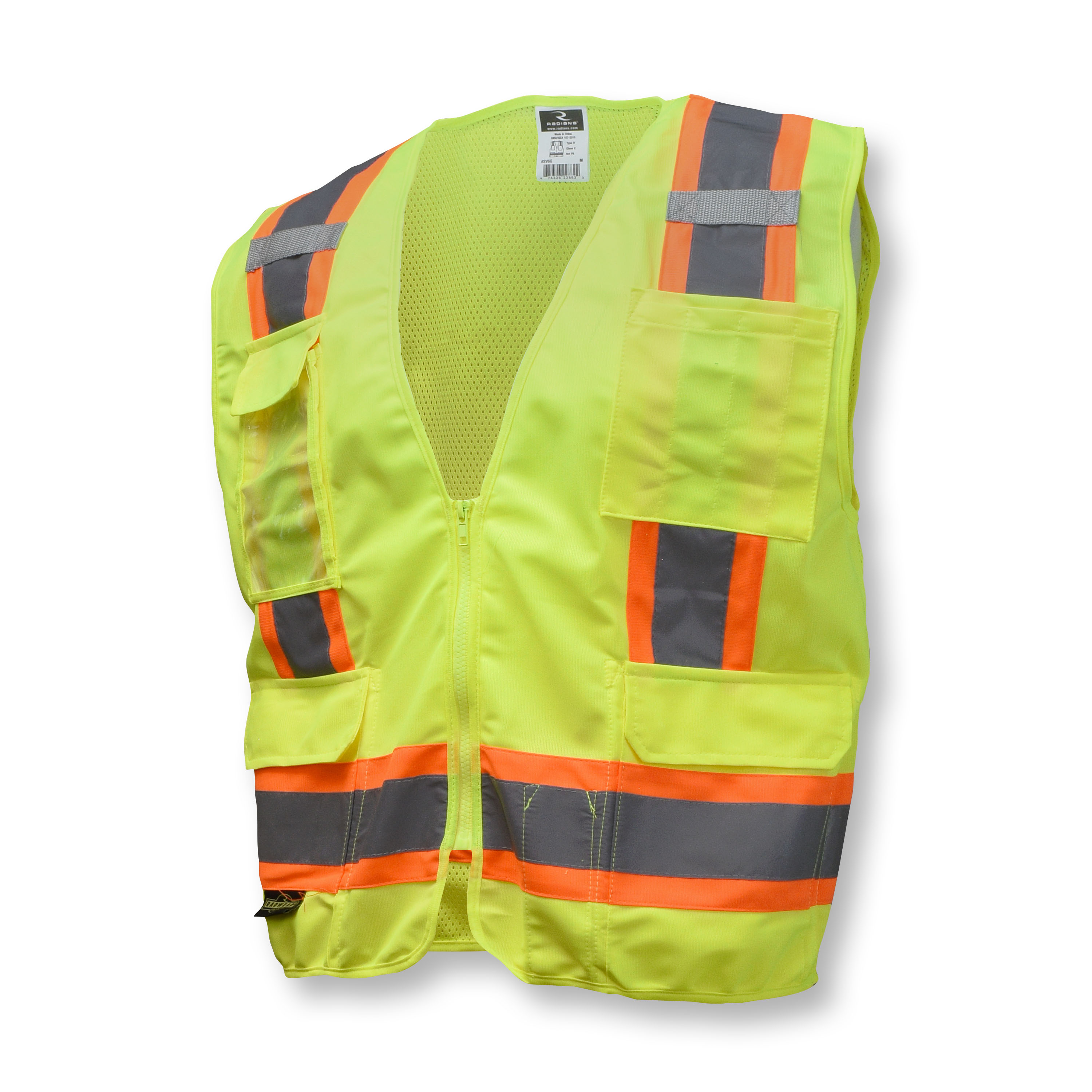 SV6 Two Tone Surveyor Type R Class 2 Solid/Mesh Safety Vest - Green - Size XL