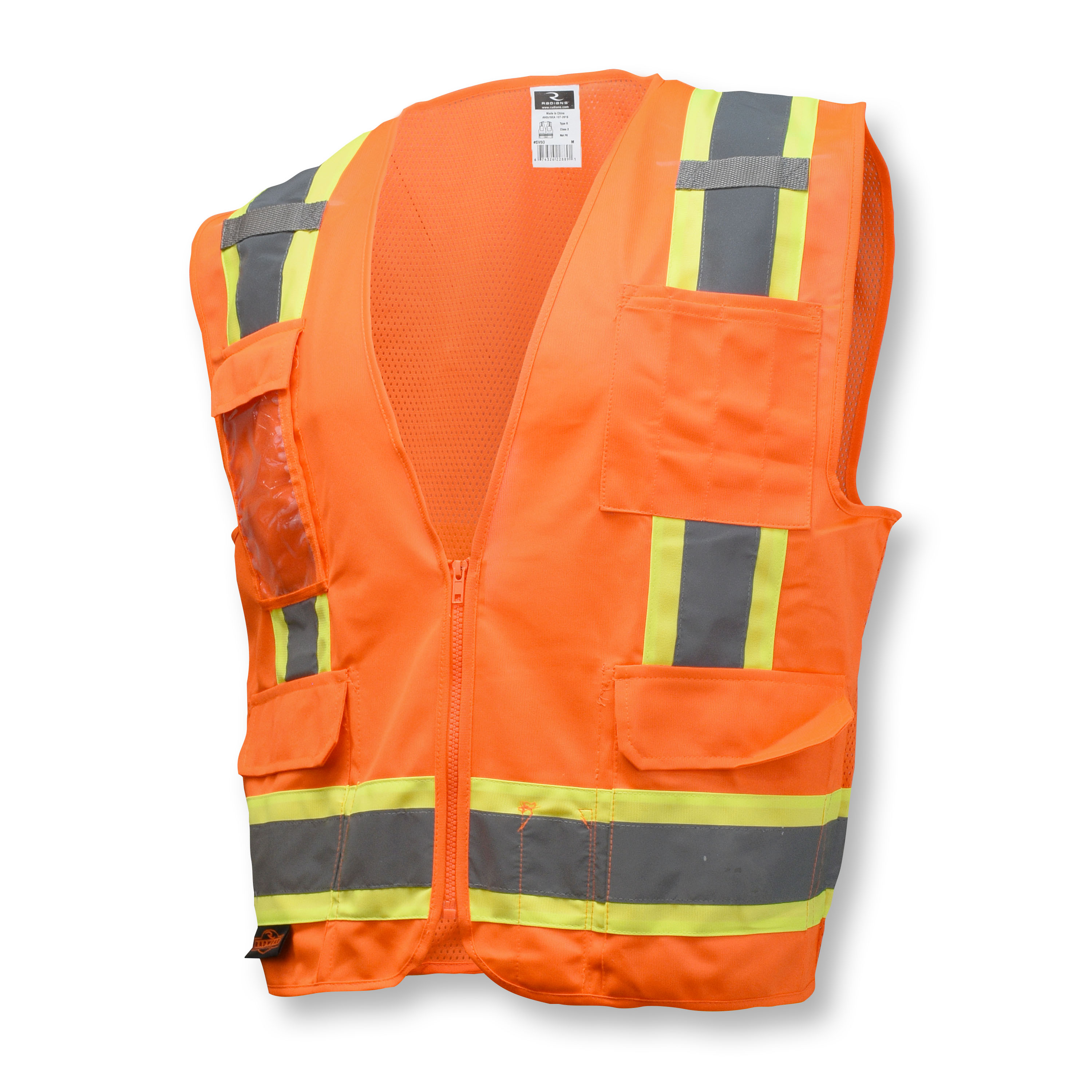 SV6 Two Tone Surveyor Type R Class 2 Solid/Mesh Safety Vest - Orange - Size XL