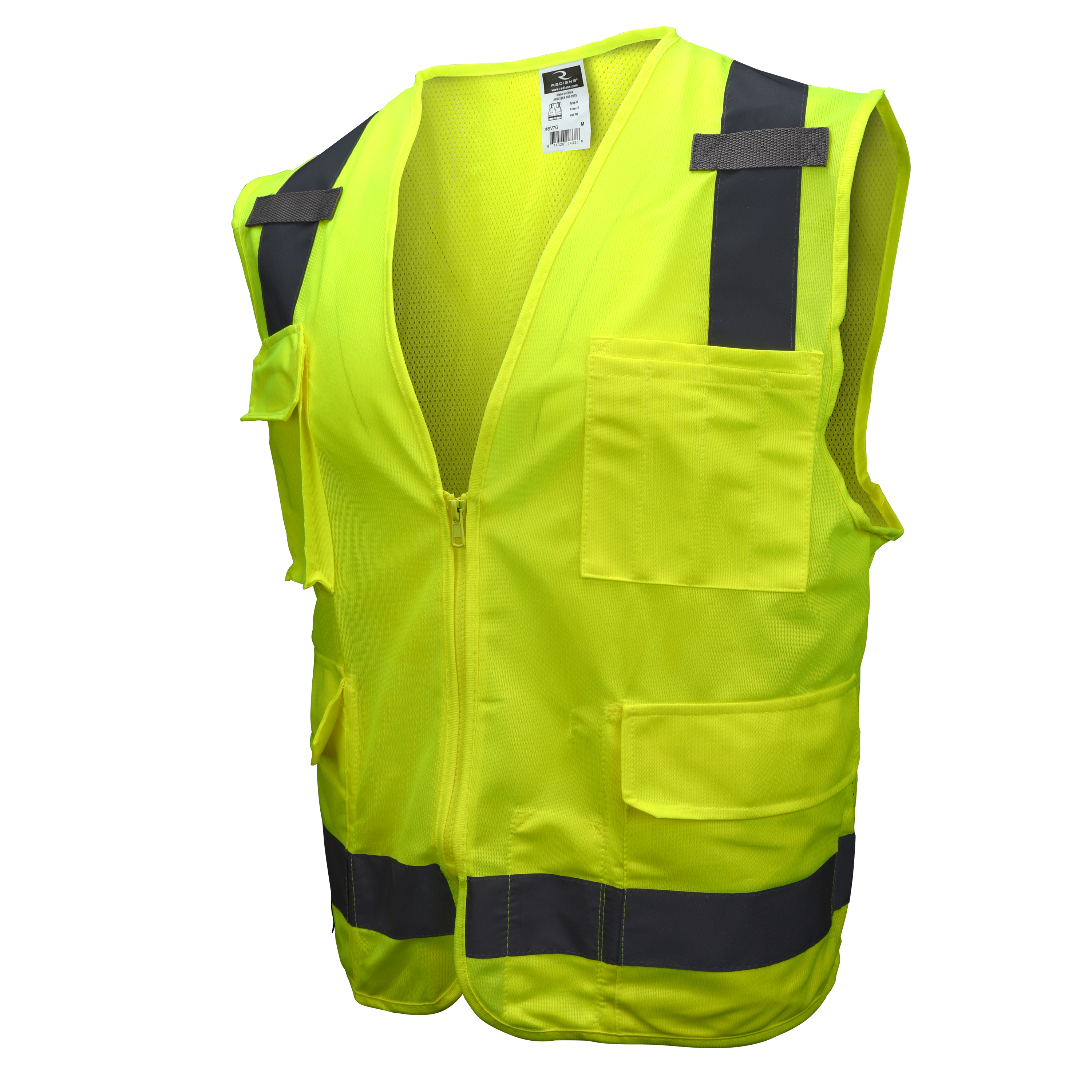 SV7 Surveyor Type R Class 2 Solid/Mesh Safety Vest - Green - Size XL